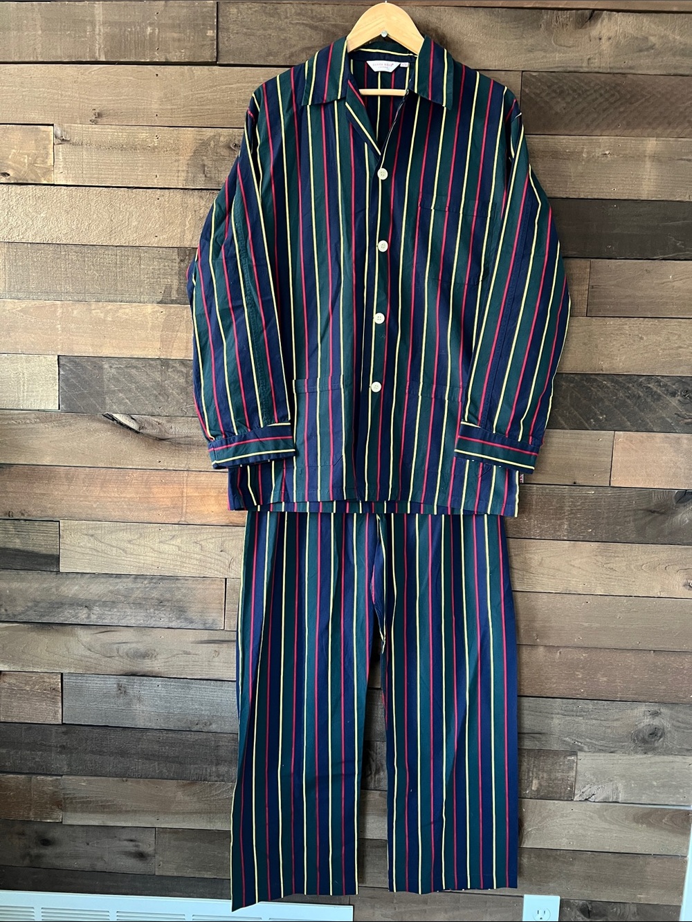 NWOT Derek Rose London Men's Cotton Colorful Stripe Pajama PJ Set Size Medium